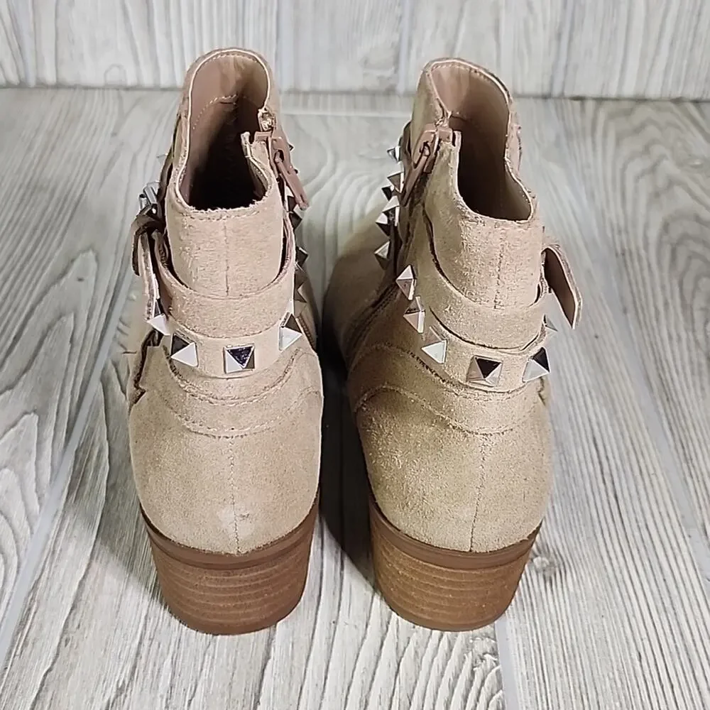 Steve Madden Besto Fashion Boot Tan Suede Leather Womens Size 5.5 NEW